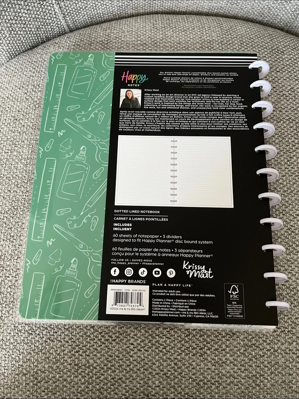 The Happy Planner Happy Notes Krissy Mast Green Dotted Lined Notebook